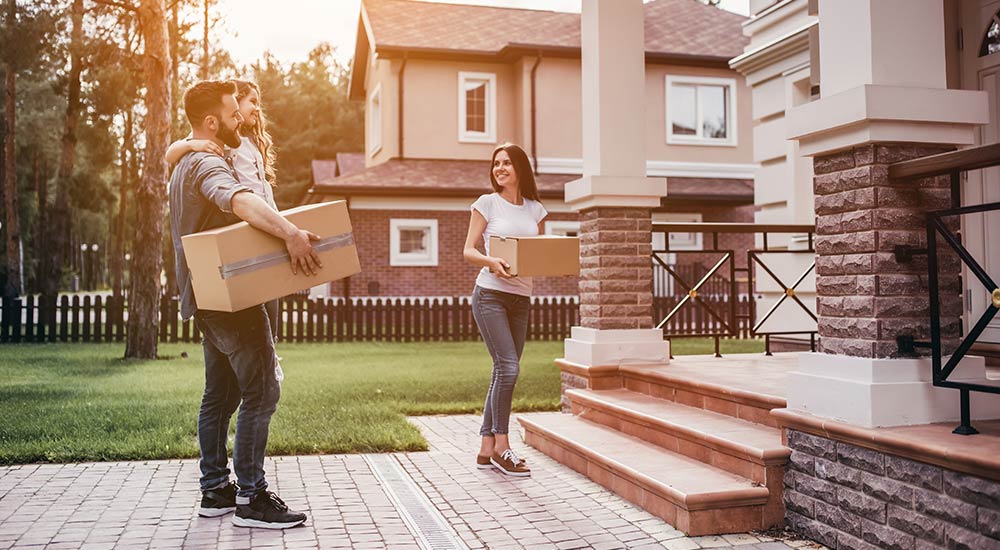 Couple moving into a house